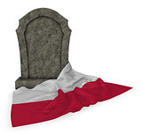 gravestone and flag of poland - 3d rendering
