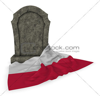 gravestone and flag of poland - 3d rendering