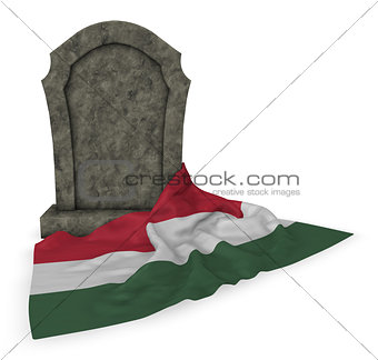 gravestone and flag of hungary - 3d rendering