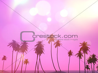 3D palm trees landscape with a retro effect