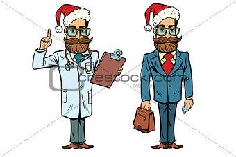 Hipster Christmas doctor and businessman