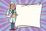 Smiling doctor and save space mockup background