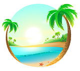 Tropical beach among palm trees