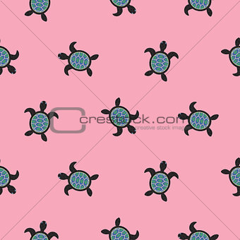 Turtle seamless vector pattern.