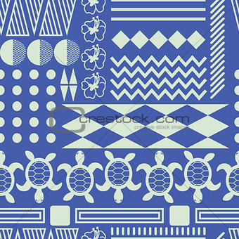 Hawaiian culture ethnic ornament seamless vector pattern.
