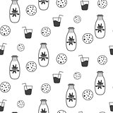 Milk and cookie seamless vector pattern.