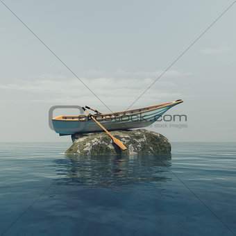 A boat on a stone