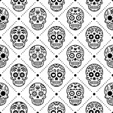 Halloween seamless pattern, Mexican sugar skull vector design, Dia de los Muertos, Calavera background