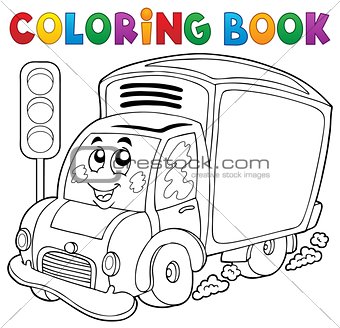 Coloring book cute delivery car