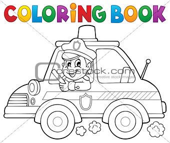 Coloring book police car theme 1