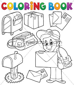 Coloring book with postman thematics