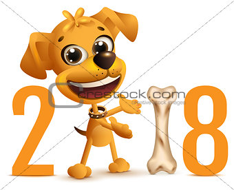 Yellow dog symbol 2018 year on Chinese calendar