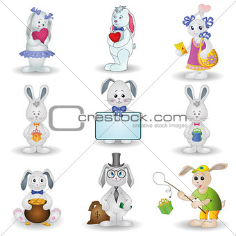 Set toy rabbits