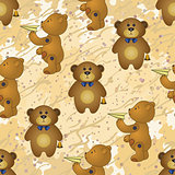 Seamless pattern, teddy bears with toys