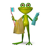 3d Illustration Frog with Toothpaste