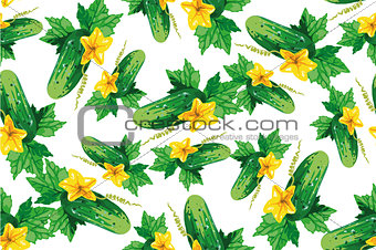 Cucumber seamless pattern on white , vector