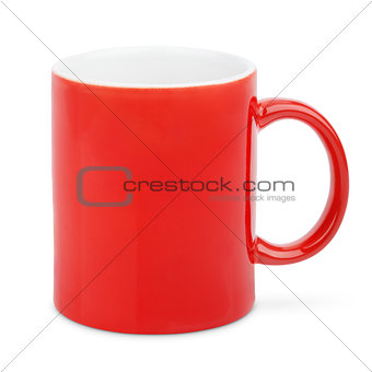 Red mug on white