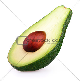Half avocado isolated on white