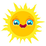 Funny sun with smile.
