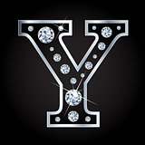 Vector shiny diamond letter isolated on black