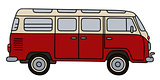 Classic dark red minibus