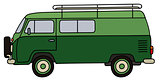 Retro green minivan