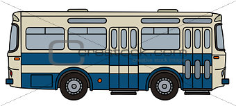 Old blue and white bus