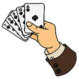 Funny poker cards in hand