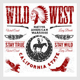 Set of wild west american indian designed elements. Monochrome style