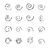 Set dotted spirals, vector illustration.