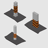 Set of concrete columns and pillars, vector illustration.