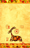 Grunge background with African traditional patterns
