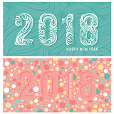 2018 new year banners with stylized numbers
