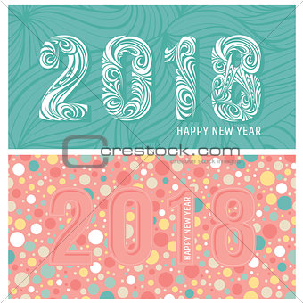 2018 new year banners with stylized numbers