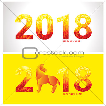 2018 new year banners with stylized dog and numbers
