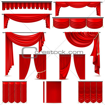 Curtains and draperies interior decoration object. EPS 10
