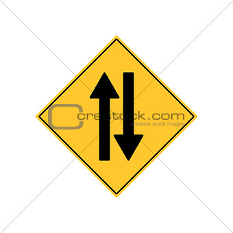 Road Sign Warning Two Way Traffic