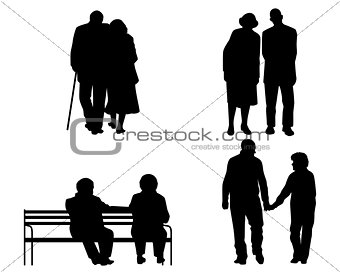 Eldery couples silhouettes
