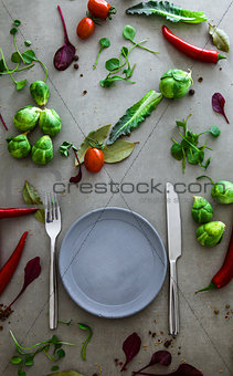Fresh vegetables flatlay