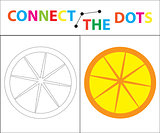 Children's educational game for motor skills. Connect the dots picture. For children of preschool age. Circle on the dotted line and paint. Coloring page. Vector illustration.