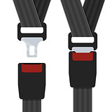 Illustration of an open and closed seatbelt.