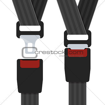 Illustration of an open and closed seatbelt.