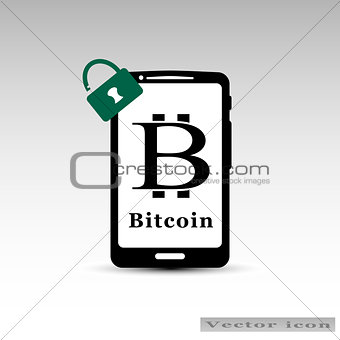 Bitcoin in smartphone logo