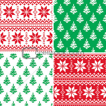 Christmas pattern cross stitch collection, Winter seamless design set, ugly Xmas jumper style