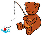 bear on fishing cartoon illustration