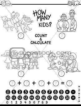 count and calculate game coloring page
