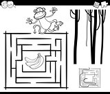 maze with monkey coloring page