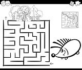 maze with hedgehog coloring page