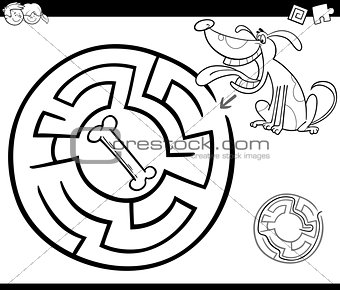 maze with dog coloring page