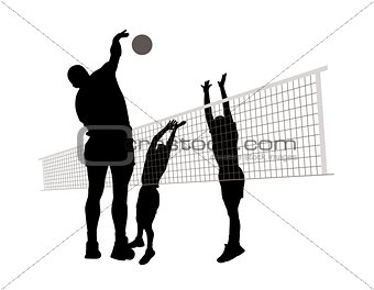 Men playing volleyball